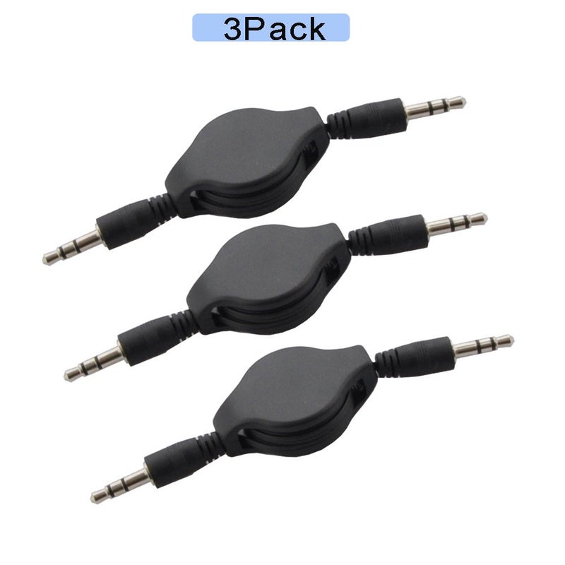 Seadream 3Pack Auxiliary Retractable 3.5mm Male to Male Stereo Audio AUX Extension Cable Cord for iPod iPhone Zune Car Stereo MP3 - Image 2